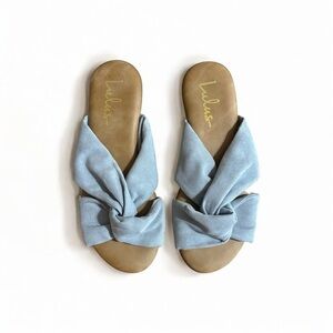 Lulu's Santana Knotted Slide Sandals in Light Blue
